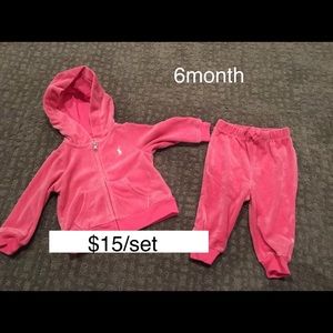 3-6 month girls velour sweatsuit pink Ralph Lauren
